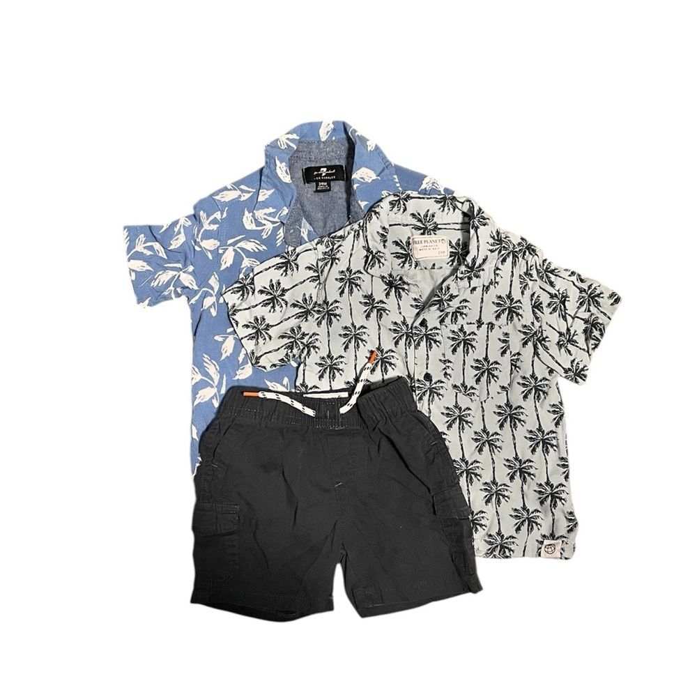 Toddler Boy Hawaiian Shorts Outfit Short Sleeve Set 24m